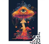 Psychedelic Mushroom Art Print-2 Jigsaw Puzzles Puzzles for Adults Kids. 1000 Piece Whimsical Challenge Toy Educational Games Home Decoration for Educational Games Gifts 52x38cm/1000pcs
