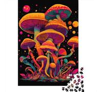 Psychedelic Mushroom Art Print-3 Jigsaw Puzzles Puzzles for Adults Kids. 1000 Pieces Great Gifts Challenge Toy Educational Games Home Decoration for Educational Games Gifts 70x50cm/1000pcs