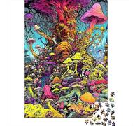 Psychedelic Mushroom Forest 1000 Pieces Eco-friendly Paper Diy Jigsaw Puzzle Senior Jigsaw Enthusiasts Brain Training Decompression Gifts 52x38cm/1000pcs