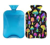 Psychedelic Mushroom Hot Water Bottle with Cover, Abstract Plant 2L Hot Water Bag for Pain Relief, Neck Soft and Shoulder, Hand Feet Warmer, Hot and Cold Compress for Adult Kids