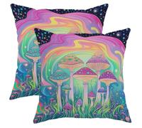 Psychedelic Mushroom Pillow Covers Set of 2, Colorful Trippy Throw Pillows Case, Bohemian Artistic Decorative Cushion Covers for Home Sofa Bed Couch 20x20 Inch