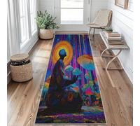 Psychedelic Mushroom Runner Rugs for Hallway 60x300, Zen Meditation Hallway Runner Colorful Pattern Carpet Runners for Kitchen Bedroom Living Room, Non Slip Long Rug, Js307il