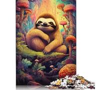 Psychedelic Mushroom Sloths Jigsaw Puzzle for Adults Fit Together Perfectly Cool Puzzles for Adults Teen 1000pcs (75x50cm)