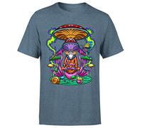 Psychedelic Mushroom Wise Yoga Meditation Hippie Fungi Mens T-Shirt #P1#Or#A Dark Heather S