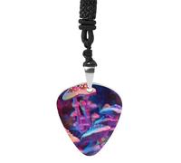 Psychedelic Mushrooms Guitar Picks Necklace Bass Pick Pendant Vintage R&B Steel Music Jewelry for Music Lovers