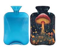 Psychedelic Mushrooms Illusion Jellyfish Hot Water Bottle with Cover, 2L Hot Water Bag for Pain Relief, Neck Soft and Shoulder, Hand Feet Warmer, Hot and Cold Compress for Adult Kids
