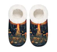 Psychedelic Mushrooms Illusion Jellyfish House Slippers for Women Men, Memory Foam House Shoes Comfy Anti-Slip Slipper Socks for Indoor Bedroom, Sizes 9-10.5