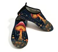 Psychedelic Mushrooms Illusion Jellyfish Water Shoes for Women Men, Quick-Dry Swim Shoes Lightweight Barefoot Aqua Socks for Beach Surfing Sports Pool Yoga Driving Running, M