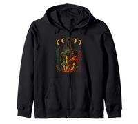 Psychedelic Mushrooms Retro Celestial Forest Art Zip Hoodie