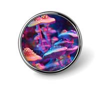 Psychedelic Mushrooms Round Brooch Pins Lapel Tie Badge Metal Memorial Button Pin Kit for Hat Shirt Clothing Bags Decor