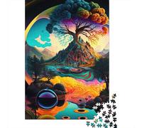 Psychedelic Nature 1000 Pieces Puzzles Wooden Puzzle for Teenager Funny Jigsaw Puzzles 1000pcs (75x50cm)
