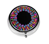 Psychedelic neon Circle Mini Round Pill Box, can be Put into Wallet, Pocket, Light and Convenient, 3 Compartment Pill Box, Portable Pill Box,