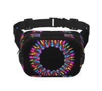 Psychedelic neon circle Printed multifunctional waist bag, unisex trendy messenger bag, travel sports storage bag