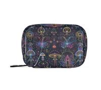 Psychedelic Neon Ethnic Elements Pill Organizer Travel Bag 7 Day Portable Pill Box Weekly Pill Container for Vitamin, Supplement with Zipper