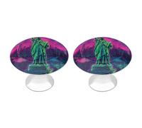 Psychedelic New York Drawer Pulls Handles Knobs Flat Black Cabinet Cup with Screw 2 Pack