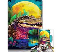Psychedelic Nile Crocodile 1000 Piece Jigsaw Puzzles for Teenagers,Stress Reliever Difficult Challenge Unique Home Decor And Gifts (75x50cm)