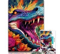 Psychedelic Nile Crocodile Jigsaw Puzzles for Adults Teenagers Jigsaws Puzzle,Brain Intelligence Challenge Addictive Toys for Home Decoration (75x50cm)