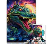 Psychedelic Nile Crocodile Jigsaw Puzzles for Teenagers 1000 Piece Puzzle,Decompressing Intellectual Educational Toy Perfect Decoration (38x26cm)