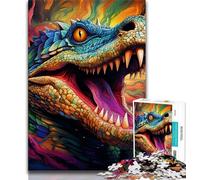 Psychedelic Nile Crocodile Jigsaw Puzzles for Teenagers 1000 Piece Puzzle,Decompressing Intellectual Educational Toy Secret Santa Gifts 50x75cm