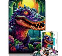 Psychedelic Nile Crocodile Puzzles for Adults And Teenagers,Challenging To Complete But Fun And Humorous Educational Game for Birthday (38x26cm)