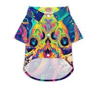 Psychedelic Octopus Skull Colorful Cute Pet T-Shirt Breathable Button Crew Neck Shirt for Cats Dog Clothes Outdoor Apparel Outfit