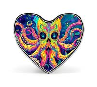 Psychedelic Octopus Skull Colorful Heart Metal Brooches Small 1" Badge Pin Decorative Lapel Pins Gift Clothing Hat Accessory