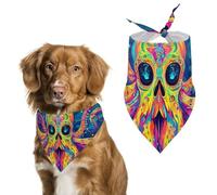 Psychedelic Octopus Skull Colorful Printed Dog Bandanas Adjustable Trendy Triangle Pet Scarffor Small Medium Large