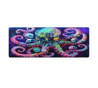 Psychedelic Octopus With Skulls Non-Slip Mouse Pads Square Desk Mat Rubber Gaming Mousepad 30x80cm