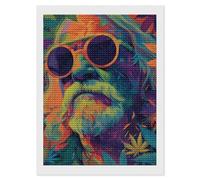Psychedelic Old Man Weed1 Leaf Adults Diamond 5D Painting Kit Round Drill DIY Art Craft Wall Decor