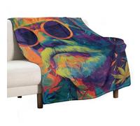 Psychedelic Old Man Weed1 Leaf Throw Blanket Flannel Couch 50"x70" | Fuzzy Lightweight Plush Sofa Bed Warm Machine Washable