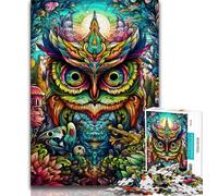 Psychedelic Owl 1000 Pieces Jigsaw Puzzles for Adults And Teens,Learning Educational Toys Family Games Unique Birthday And Gifts 38x26cm