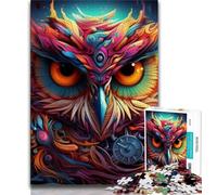Psychedelic Owl JigsawPuzzle 1000 Pieces for Teenagers,Stress Reliever Difficult Challenge Unique Home Decor And Gifts (50x75cm)