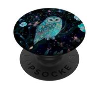 Psychedelic Owl Mushroom Fungi Forest Mystical Art PopSockets Adhesive PopGrip
