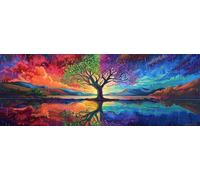Psychedelic Paint by Numbers for Adults Beginners, 26x77 Inch Large Paint by Numbers Tree of Life, Easy DIY Acrylic Oil Painting by Numbers Crafts for Home Wall Decor, Gift (Without Frame) -H714
