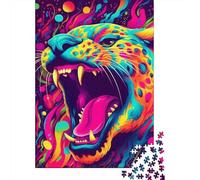 Psychedelic Panther Puzzle DIY Game Paper Rectangular Jigsaw Puzzle for Boy Or Girl Birthday Present 1000pcs (38x26cm)