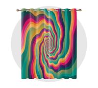 Psychedelic Party Decorations - Psychedelic Curtains for Bedroom Living Room - 70s Retro Trippy Optical Illusion Blackout Curtains, Groovy Eyelet Curtains & Drapes, 46 x 72 Inch (W x D) 2 Panels