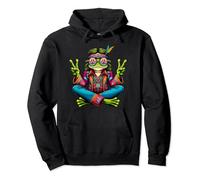 Psychedelic Peace Frog Groovy Hippie Retro Colorful Vibes Pullover Hoodie