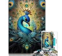 Psychedelic Peacock 1000 Piece Jigsaw Puzzle for Adults Teens,Learning Educational Toys Family Games with Matching Poster And Trivia Sheet (50x75cm)