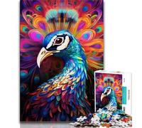 Psychedelic Peacock 1000 Pieces Jigsaw Puzzle for Adults& Teens,Toys Educational Games Stress Relieving Wishlist with Santa Claus (38x26cm)