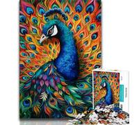 Psychedelic Peacock Jigsaw Puzzles for Adults Teenagers Jigsaws Puzzle,Toys Educational Games Stress Relieving Wishlist with Santa Claus (50x75cm)