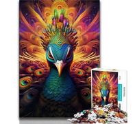 Psychedelic Peacock Jigsaw Puzzles for Teenagers 1000 Pieces,Challenging Game And Family Play with Fully Interlocking Randomly Shaped Pieces (50x75cm)
