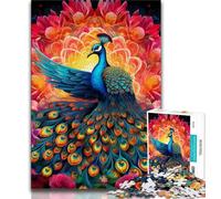 Psychedelic Peacock Jigsaw Puzzles for Teenagers 2000 Piece Puzzle,Help The Brain Exercise Addictive Toys to Cultivate Patience A Work of Art 70x100cm