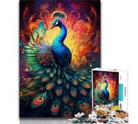 Psychedelic Peacock JigsawPuzzle 1000 Pieces for Adults,Challenging Game And Family Play for Is Ideal As A Gift for The Whole Family 38x26cm