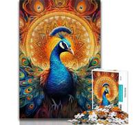 Psychedelic Peacock JigsawPuzzle 1000 Pieces for Adults,Toys Educational Games Stress Relieving Suitable for Desktop Decoration (38x26cm)
