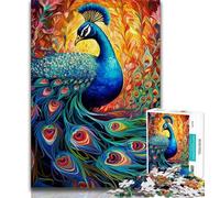 Psychedelic Peacock JigsawPuzzle 1000 Pieces for Teenagers,Brain Teaser Game Wall Decoration Unique Birthday And Xmas Gifts (50x75cm)