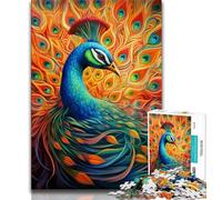 Psychedelic Peacock Jigsaws 1000 Pieces for Adults,Challenging To Complete But Fun And Humorous Educational Game for Birthday (50x75cm)