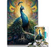 Psychedelic Peacock Jigsaws 1000 Pieces for Teenagers,Educational Games Home Decoration Deal As Gifts for The Whole Family (38x26cm)