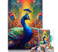 Psychedelic Peacock Jigsaws Puzzles 1000 Pieces for Adults Gifts,Family Game Stress Reliever Difficult Challenge Great Gifts And Toys (38x26cm)