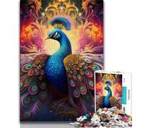 Psychedelic Peacock Puzzles for Teenagers Teens 1000pc Puzzle,Family Game Stress Reliever Difficult Challenge Secret Santa Gifts (38x26cm)