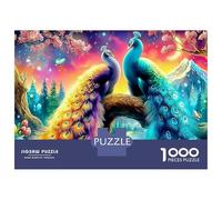 Psychedelic Peacocks Puzzle 1000 Piece Fantasy Forest Jigsaw Puzzles Impossible Puzzle Fun, Challenging & Brainteasing 100% Recycled Cardboard Wall Decor 52x38cm/1000pcs